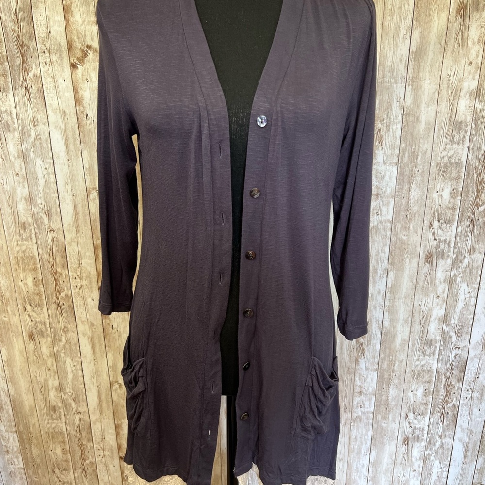 LOGO by Lori Goldstein Dark Gray‎ Cardigan